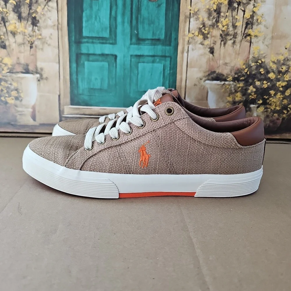 Polo Ralph Lauren Carney Men's Size 10.5D Brown Lace Up Casual Boat Shoe Sneaker